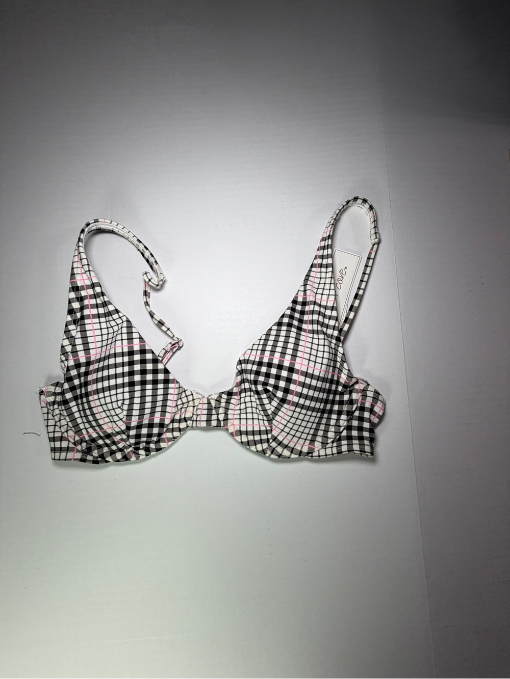 Salt + Cove Black & White Plaid Underwire Bikini Top